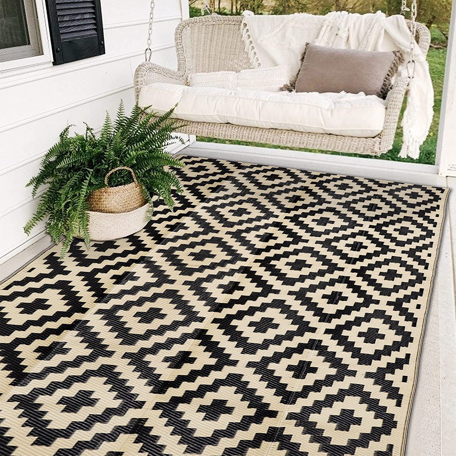 Reversible Mats, Plastic Straw Rug, Modern Area Rug, Large Floor Mat and Rug for