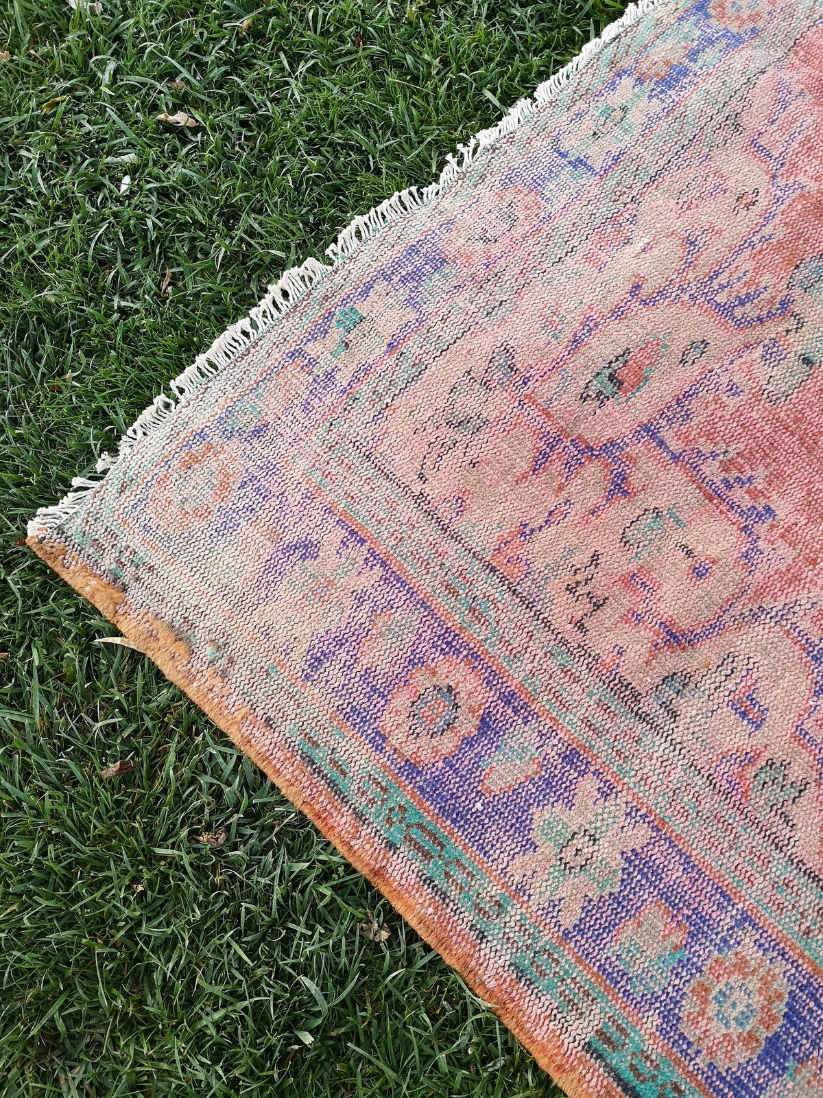 Orange Turkish Oushak Rug, Bohemian Vintage Handmade Rug (6.2 x 9.3 ft)