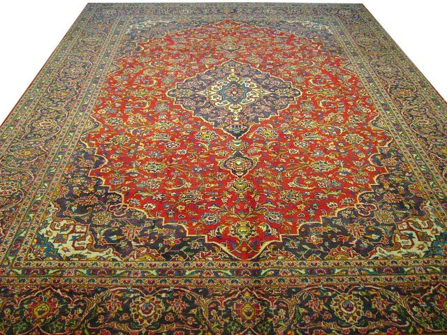 9.8 x 13.5 Hand-knotted Perrsian Kashaan Rug #PIX-7078