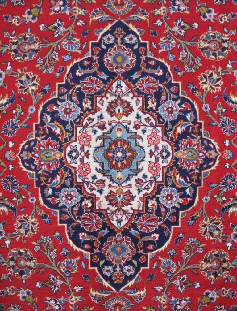 8′ x 11′ Red Perssiaan Signed Kashhan Rug 81391