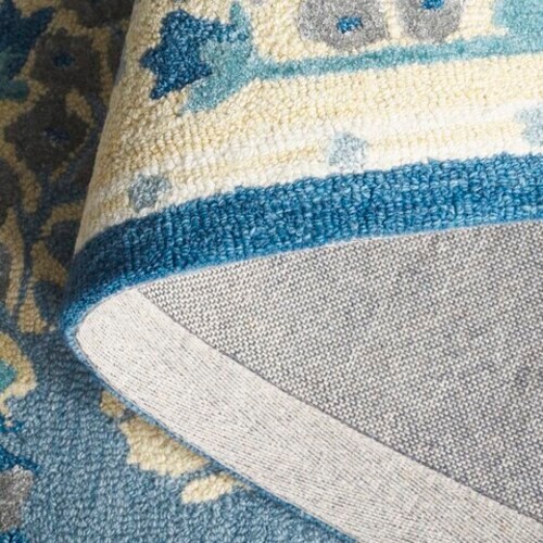 Arts & Crafts William Morris Style Hand-Hooked Wool Blue Area Rug *FREE SHIPPING