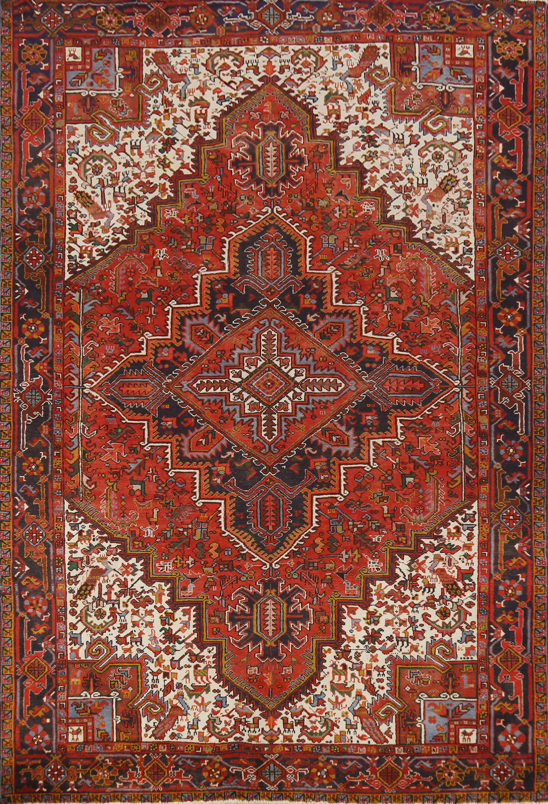 Nomadic Traditional Vintage Hand-made Geometric Wool Heriiz Rug Area Carpet 8×11