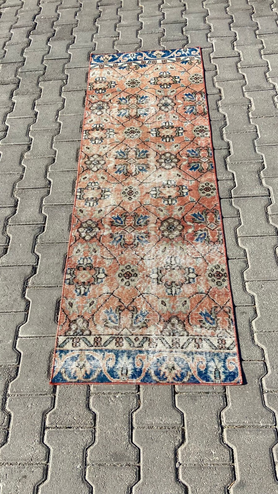 Orange Area Rug, 2.1×6.2 ft Runner Rug, Hallway Rug, 2×6 Bedroom Rug, Kitchen Ru