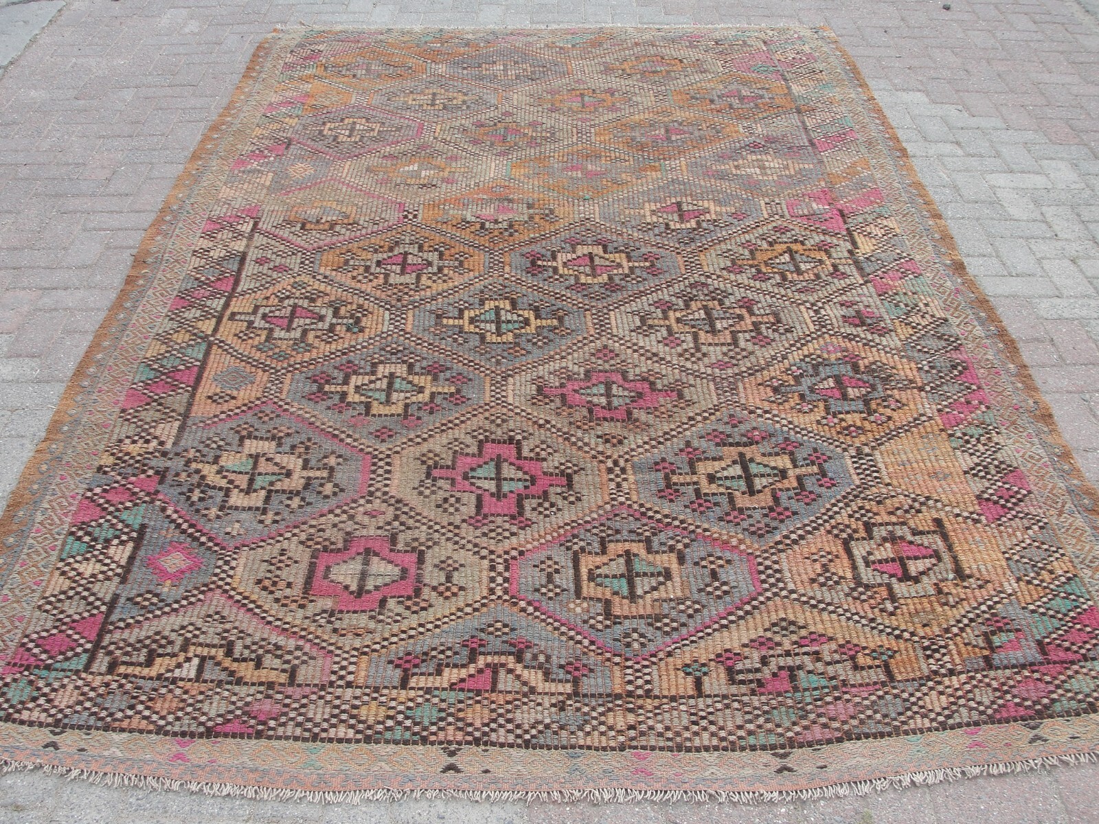 oversized Large Area rug 7×11, Turkish Wool kilim, rugs for living room,