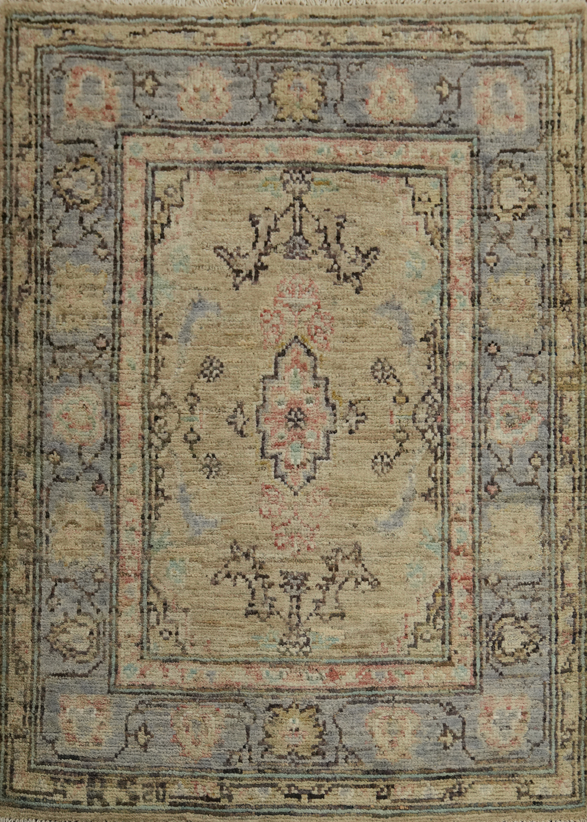 Vegetable Dye Handmade Oushak Turkish Accent Rug Wool Carpet 3×4 ft