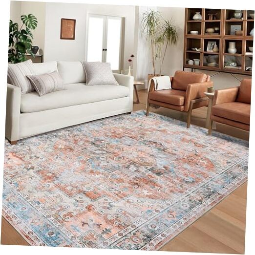 Machine Washable Rug 5×7 Vintage Distressed Area Rug for Living Room,