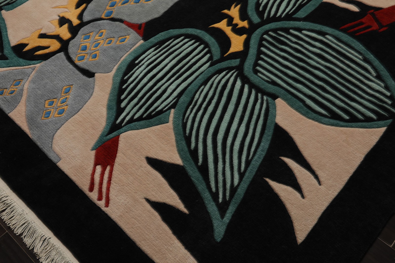 Plush Pile 8’8”x11’8″ Ivory Hand Knotted Tibetan Art Deco Wool Area Rug
