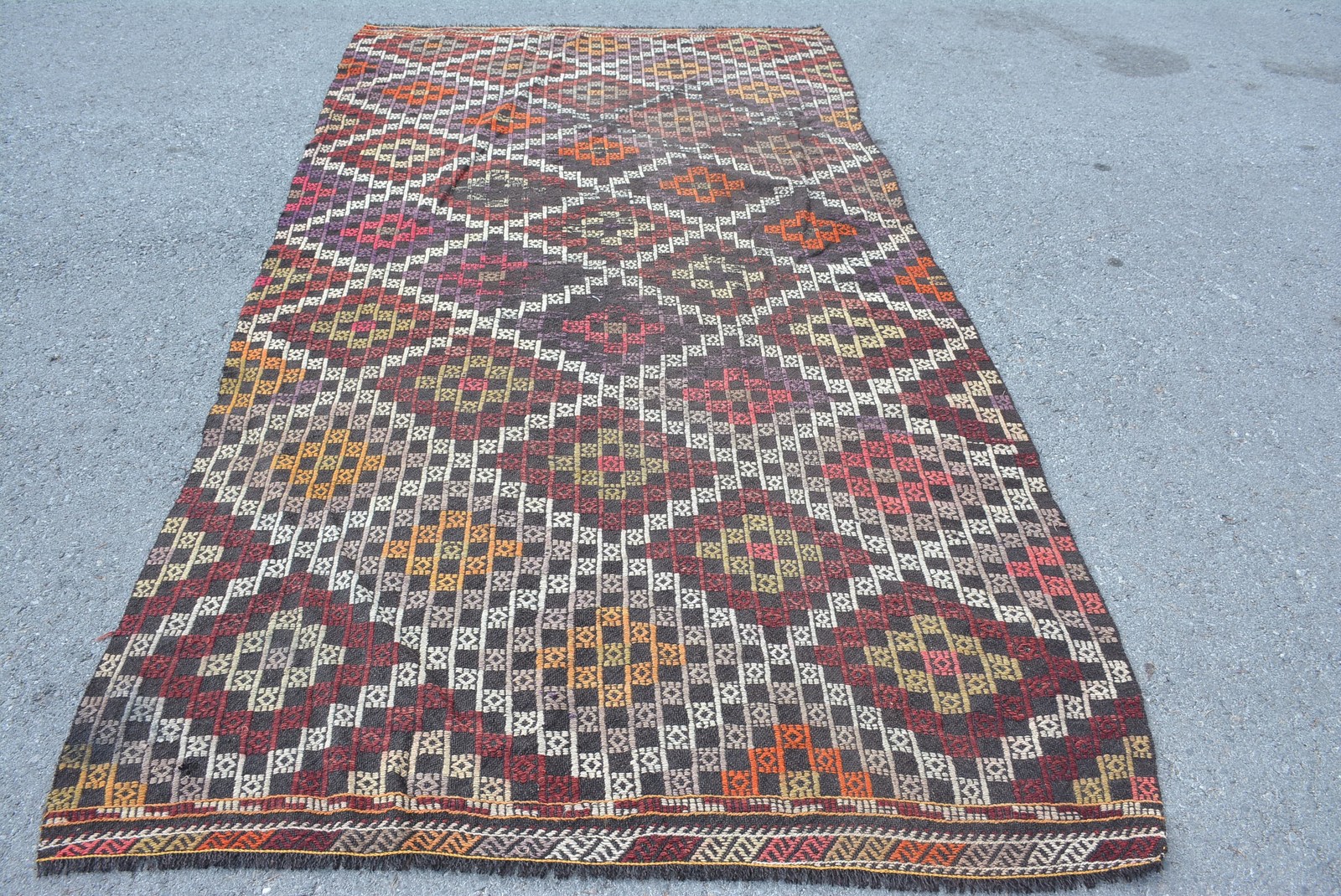 Vintage Turkish Large Rug 5,1×9,7 ft, Kilim Red Wool Rug