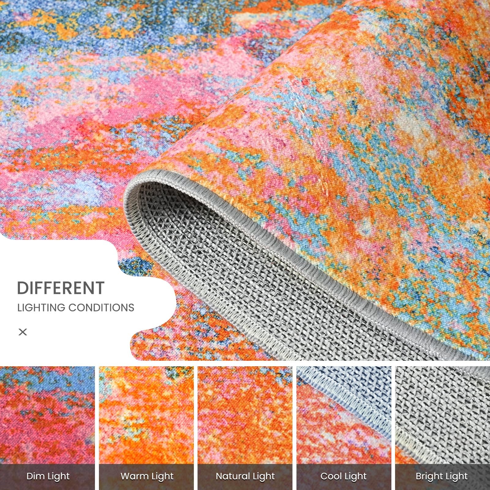 Entrance Rugs Indoor 2×3 Colorful Entry Rug Washable Abstract Rainbow Small A…