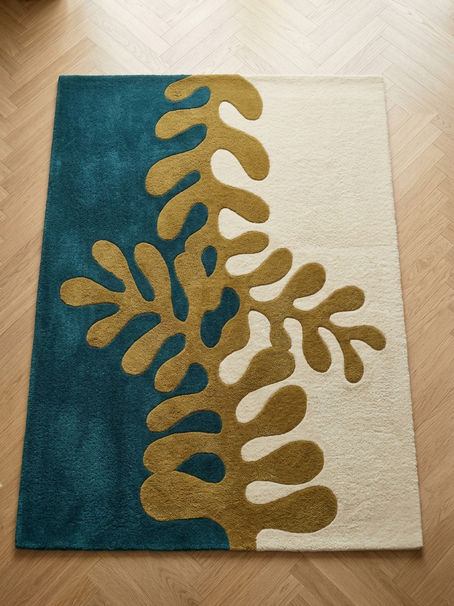 Handmade Floral Wool Area Rug Modern abstract Hand Tufted Carpet For Living Room