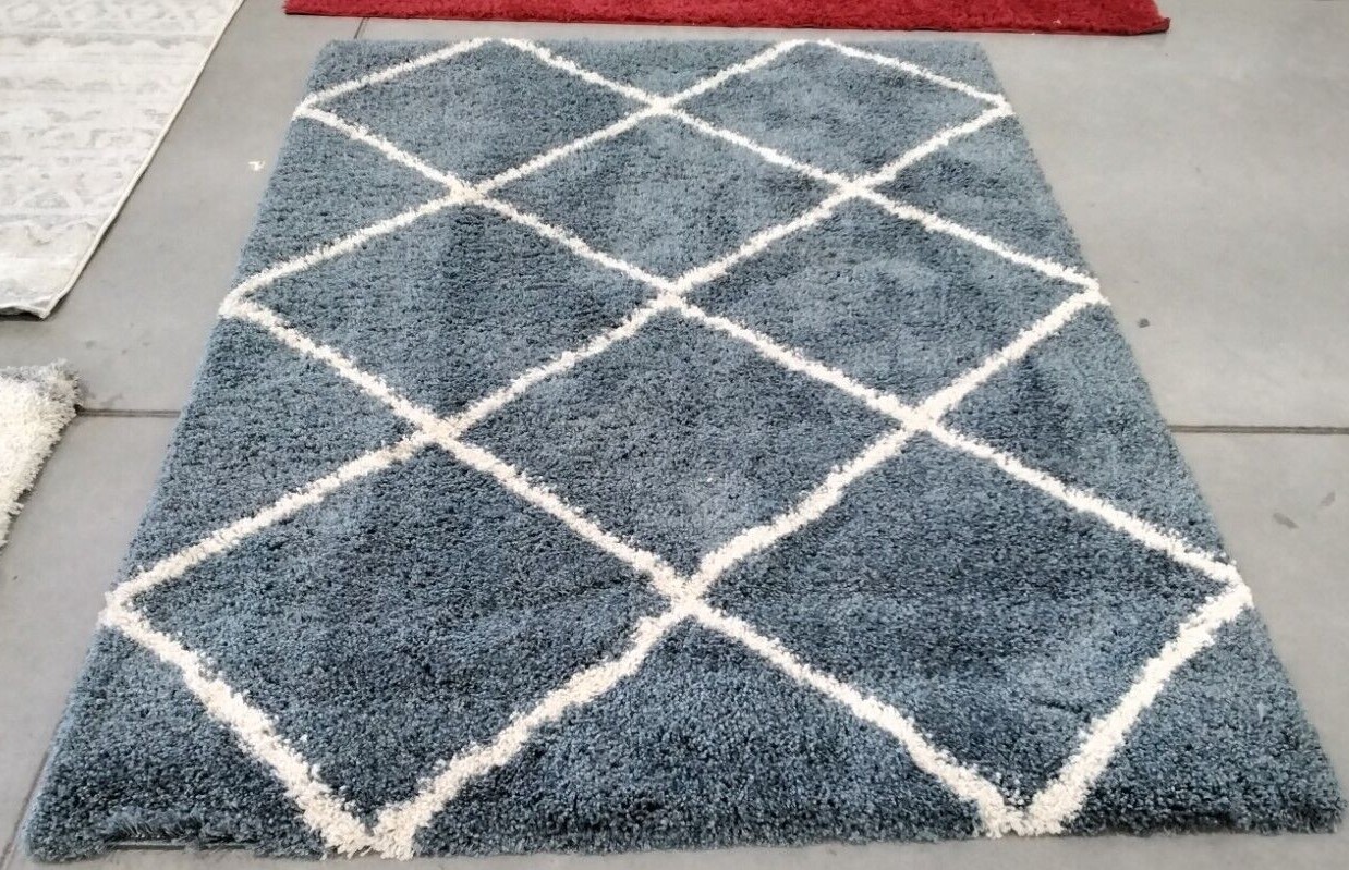 SLATE BLUE / IVORY 5′-1″ X 7′-6″ Damaged Rug, Reduced Price 1172717393 SGH281L-5