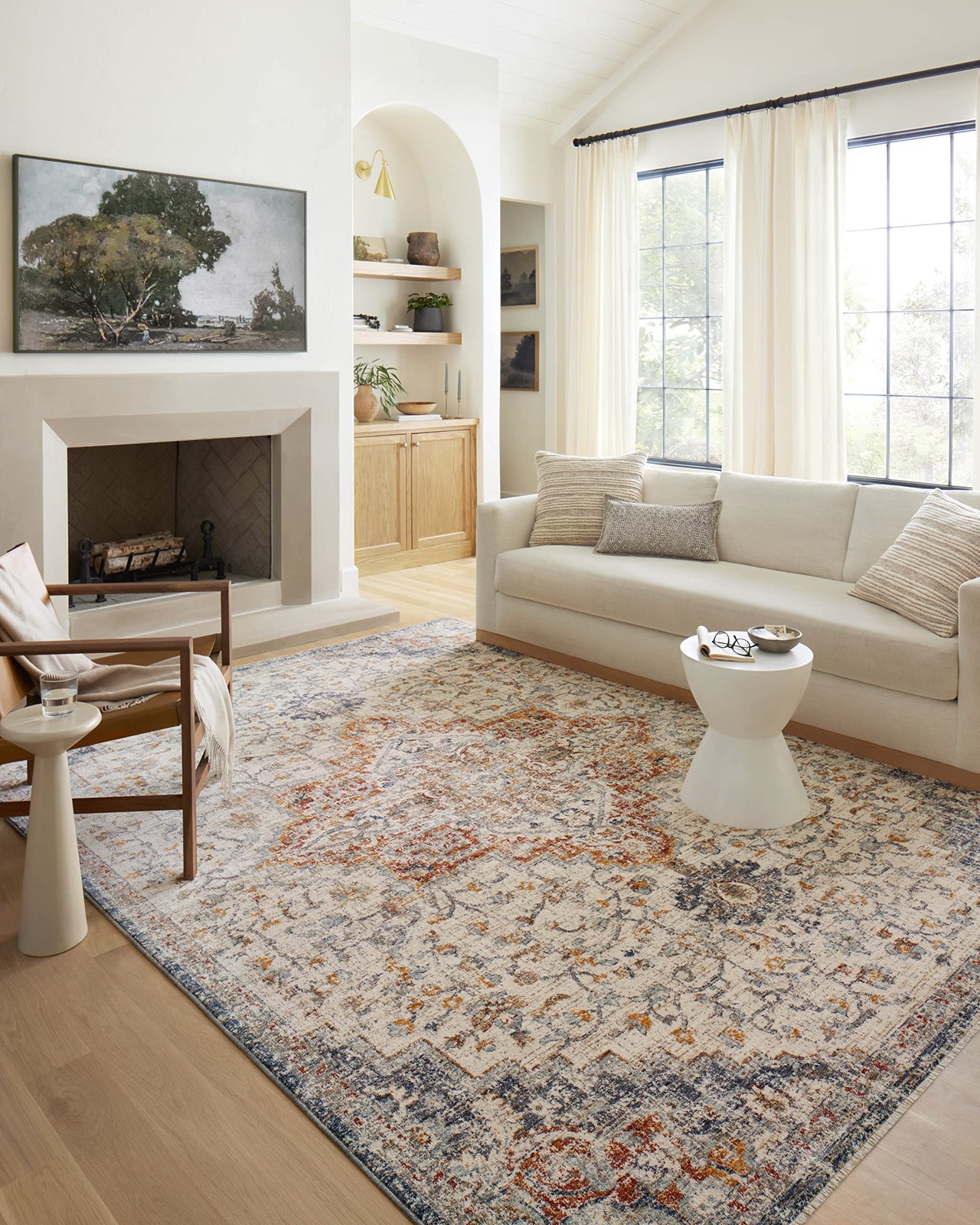Loloi Sorrento Collection Sor-05 Ivory/Fiesta 3-11 X 3-11 Round Accent Rug