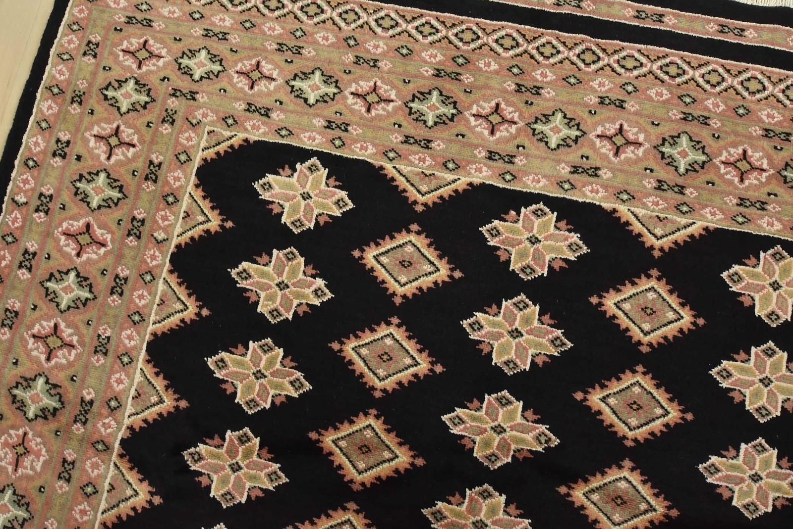 Bokhara Jaldar Rug 5’3” x 8’5” Black Wool Tribal Hand-Knotted Oriental Carpet