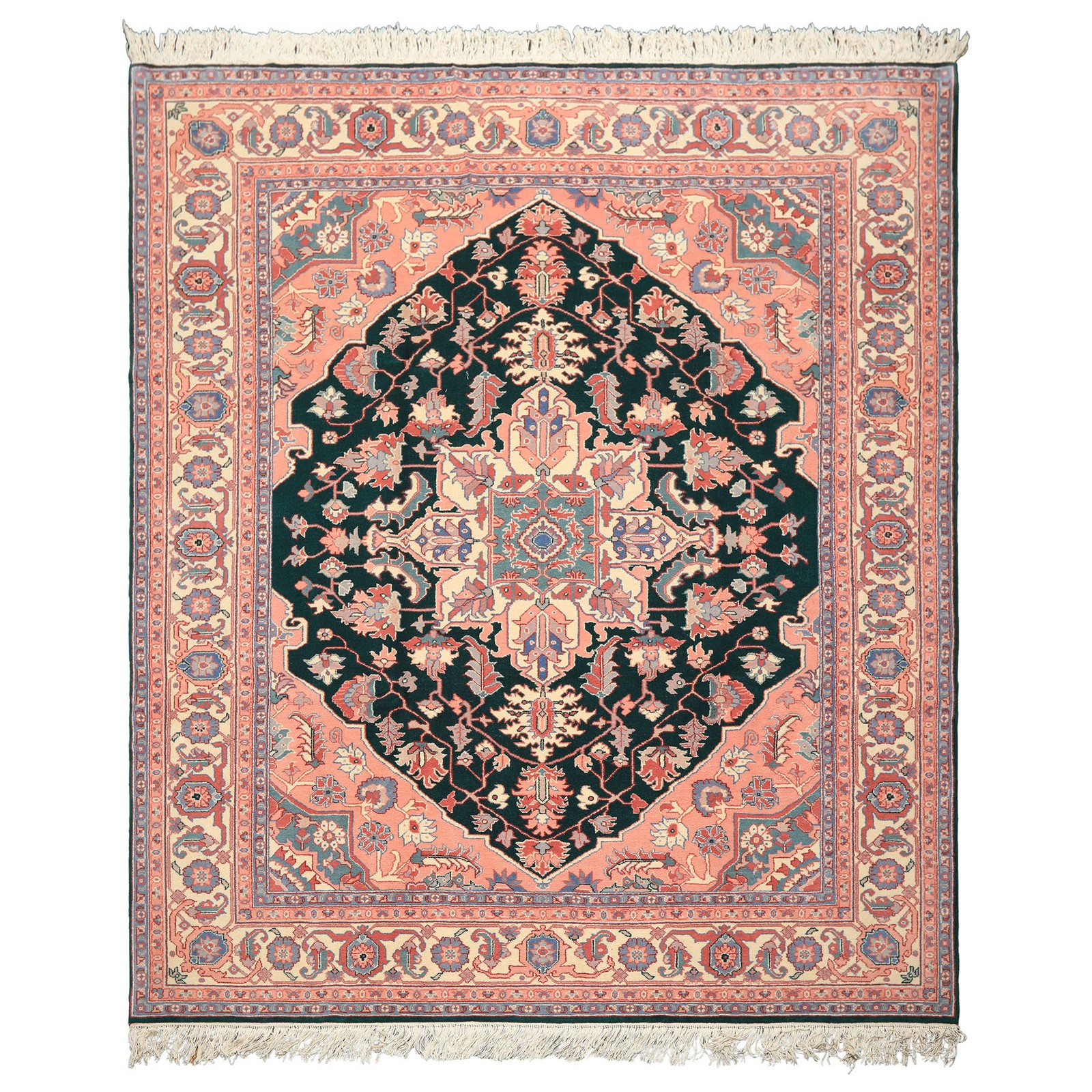 8’x9’10” Hand Knotted Wool Emerald Indo Herizz Medallion Geometric Rug