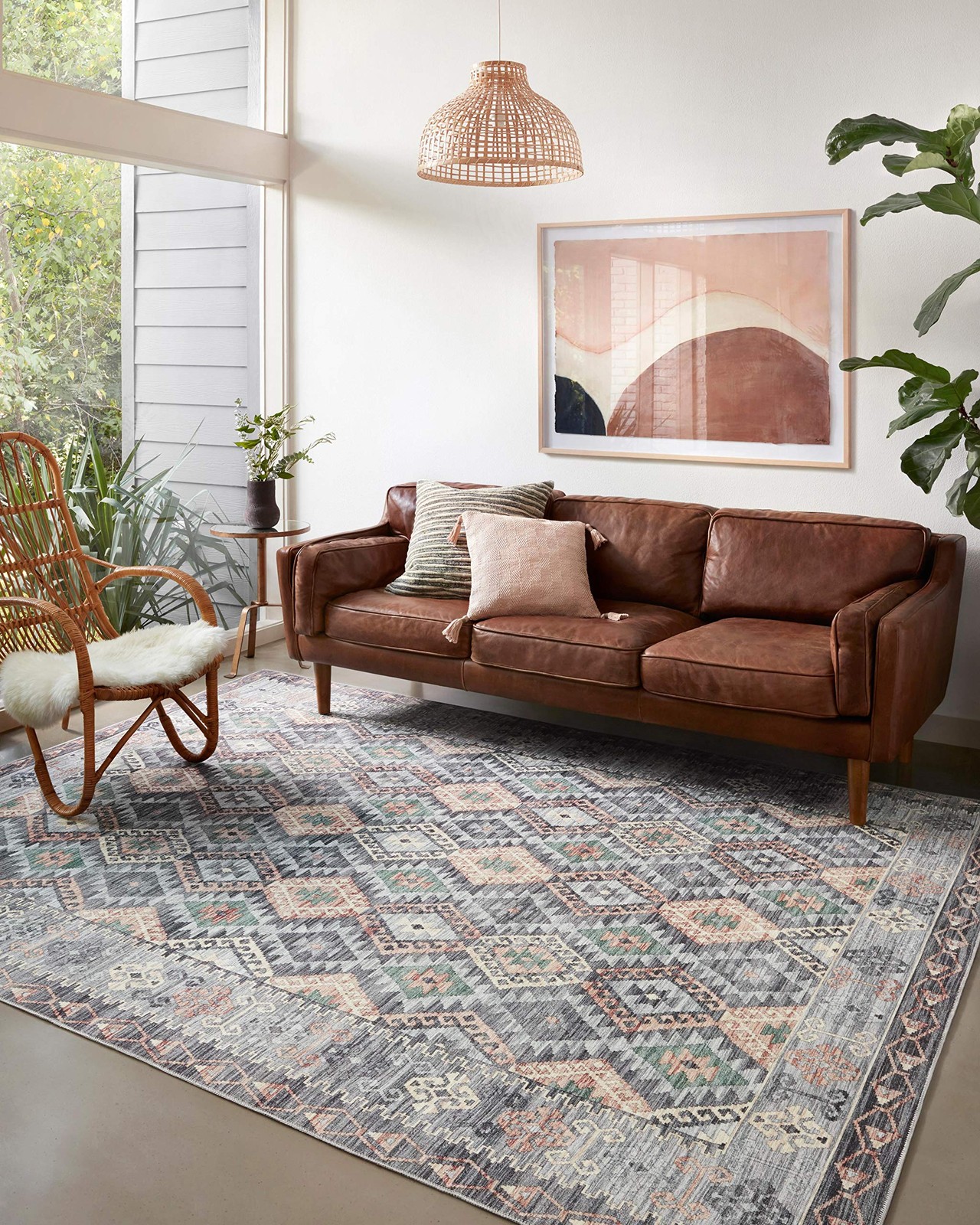 Loloi Zion Collection Zio-01 Grey/Multi 2-6 X 7-6 Runner Rug