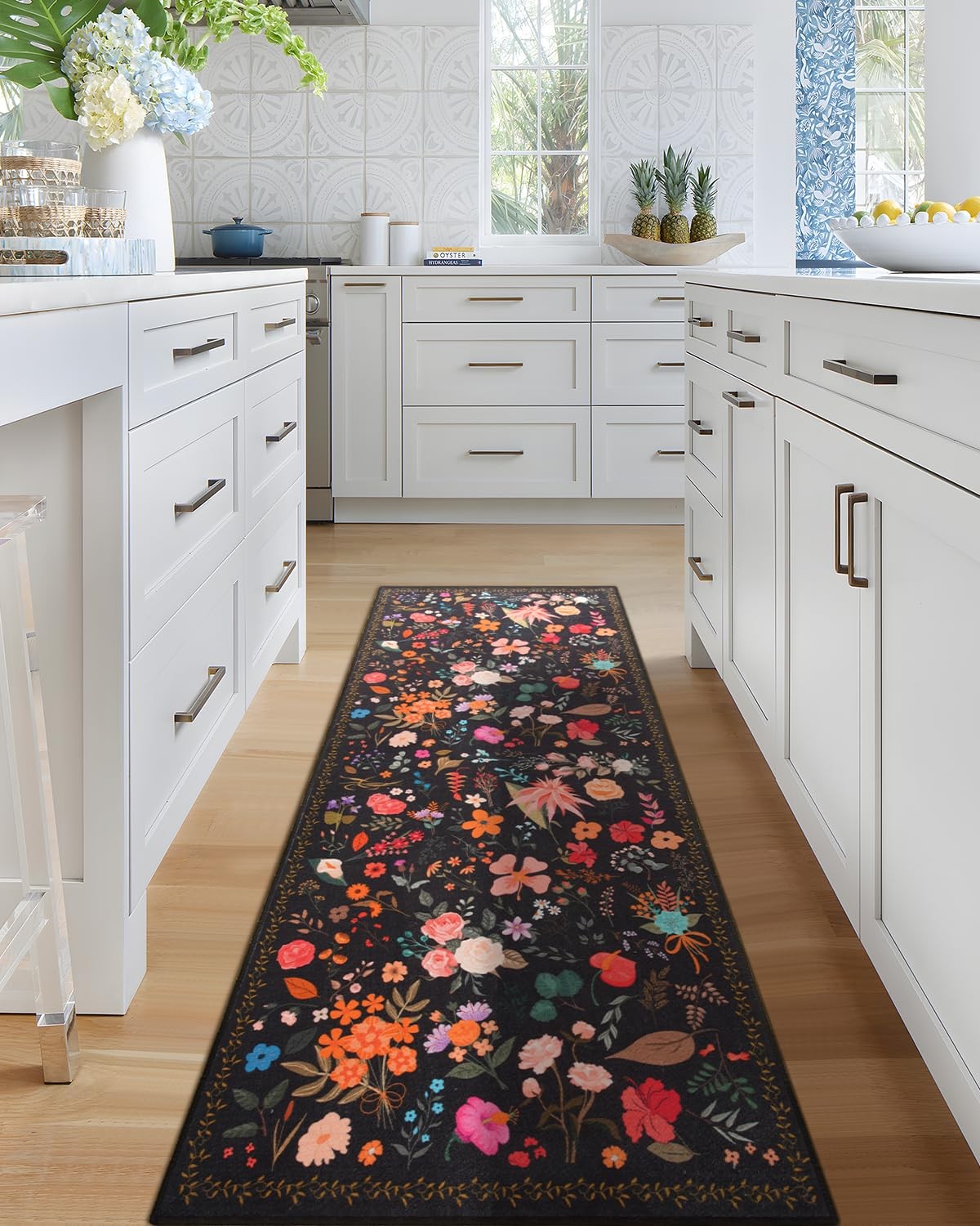 Boho Floral Runner Rug 2×6, Washable Non-Slip Kitchen Rug, Ultra Soft Vintage…