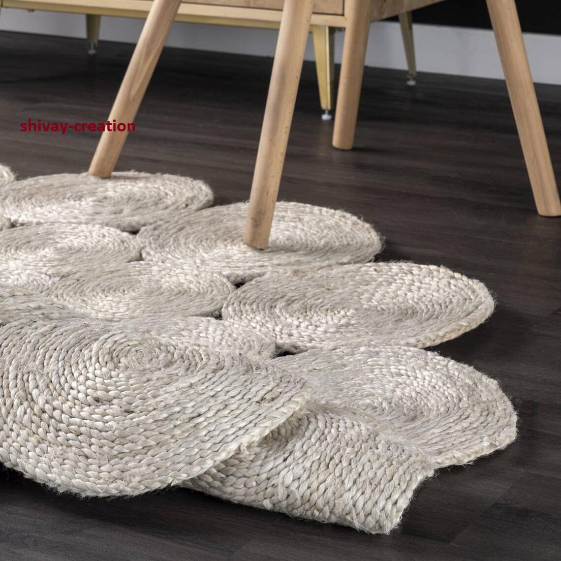 Carpet Round Rug & Jute Natural Hand Braided Design Farmhouse Jute Area Rug