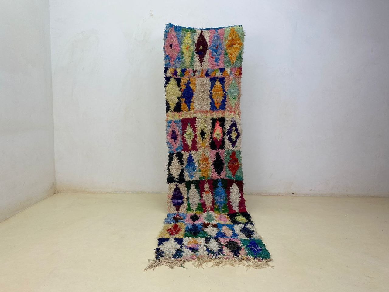 2’7×9’5 ft Moroccan Area Rug Handmade Boucherouite Vintage Berber Decorative Rug