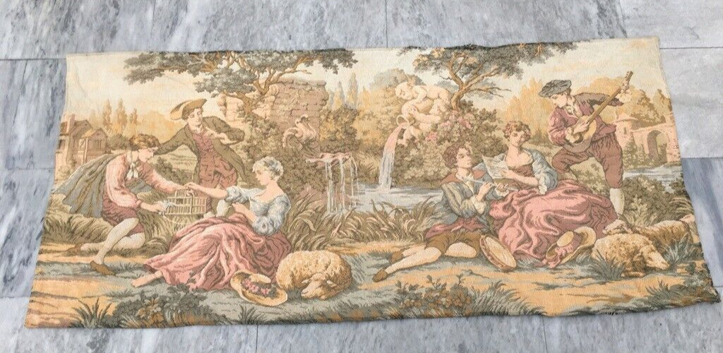Vintage French Tapestry Pictorial Amazing Tapestry Romantic Tapestry 2×5 ft