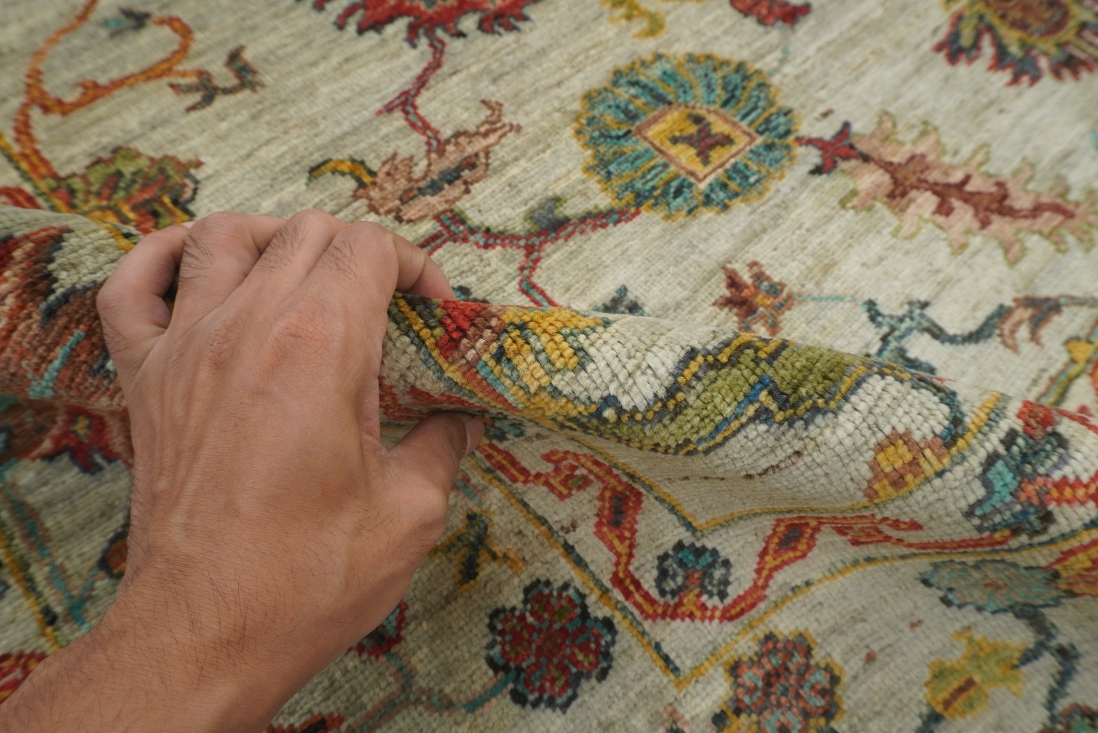 6×8 ft Blueish Gray Afghan Hand Knotted Wool Oriental Rug
