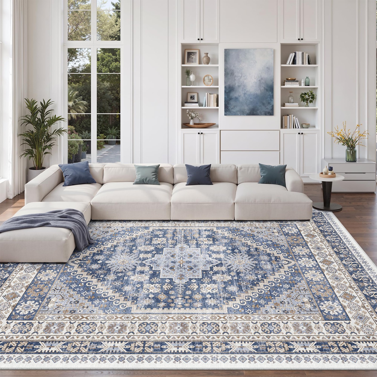 8×10 Area Rugs-Washable Rug for Living Room, Non-Slip Backing Rugs, Stain