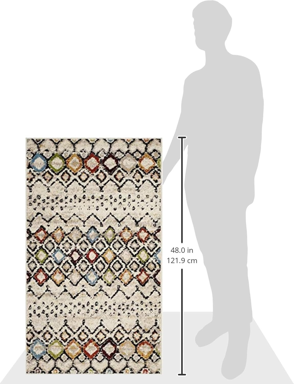 Amsterdam Collection Accent Rug – 2’3″ X 4′, Ivory & Multi, Moroccan Boho Design
