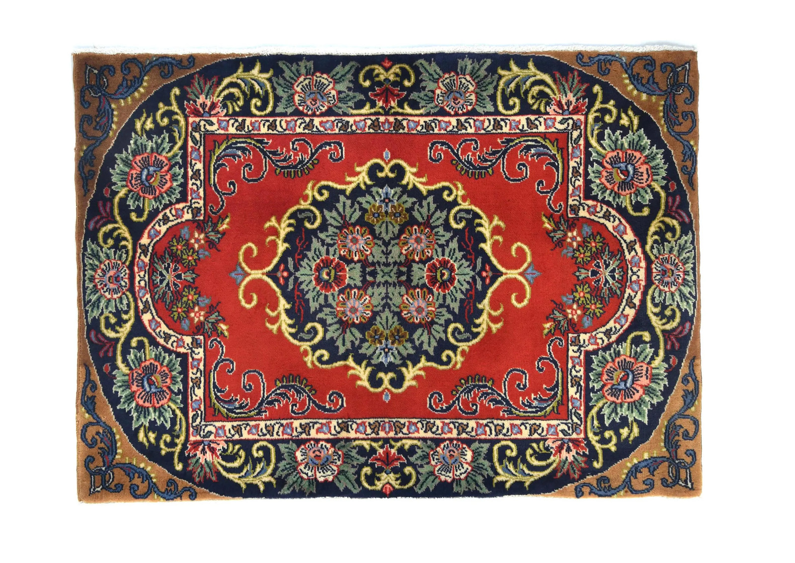 Vintage Handmade Farmhouse Wool Rug 2X3 ft Floral Oriental Entryway Decor Carpet