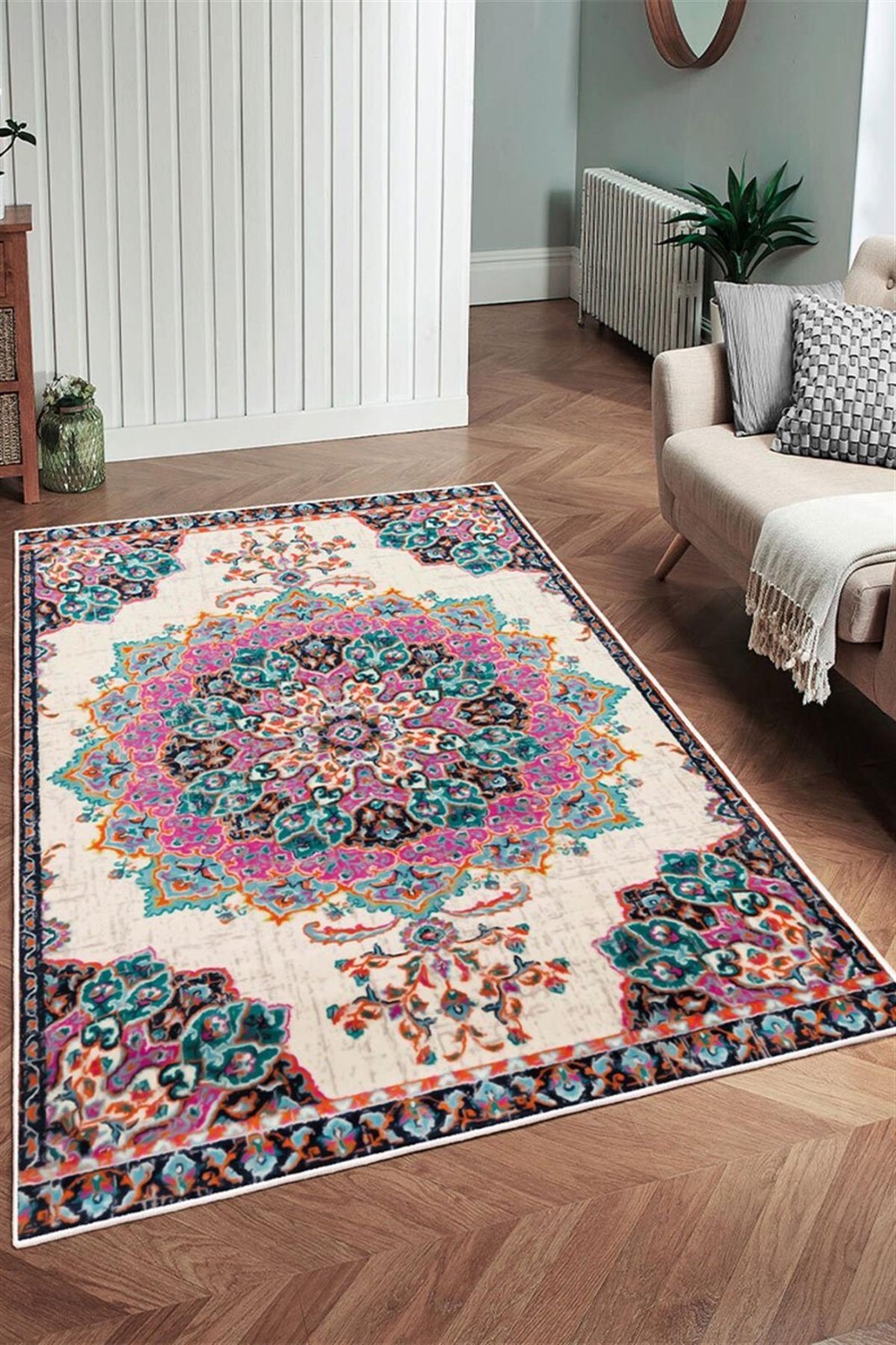 Machine Woven Cotton Weave and Non-Slip Base, Decorative Modern Room Carpet, Rug
