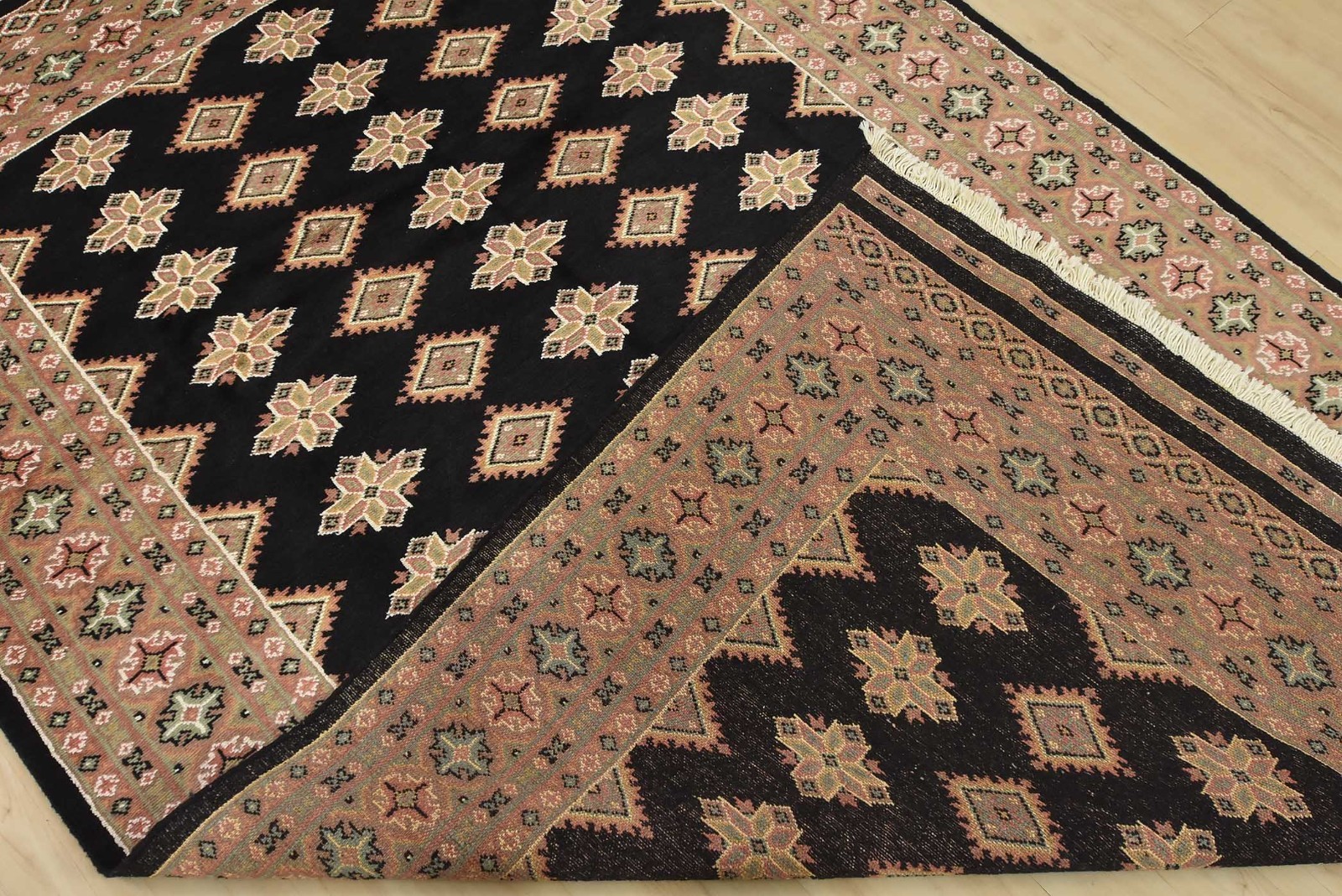 Bokhara Jaldar Rug 5’3” x 8’5” Black Wool Tribal Hand-Knotted Oriental Carpet