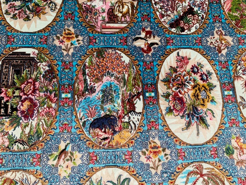 3×5 ft Turkish Silky Rug Traditional Wall Hanging Rug Floral Silk Tapestry Rug