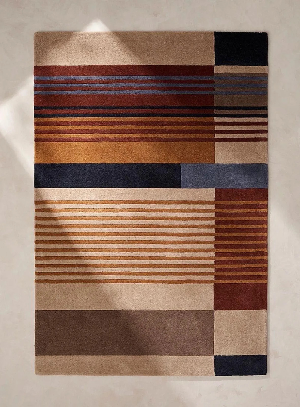 Hand-Tufted NZ Wool Rug | Modern Geometric Striped Carpet Livin Room modern