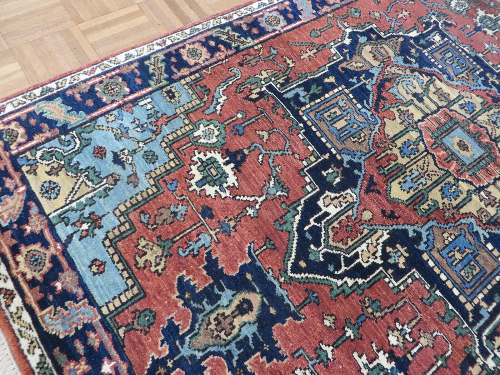4 x 5’10 Hand Knotted Rust Orange Antiqued Serapi Heriz Fine Oriental Rug G12141