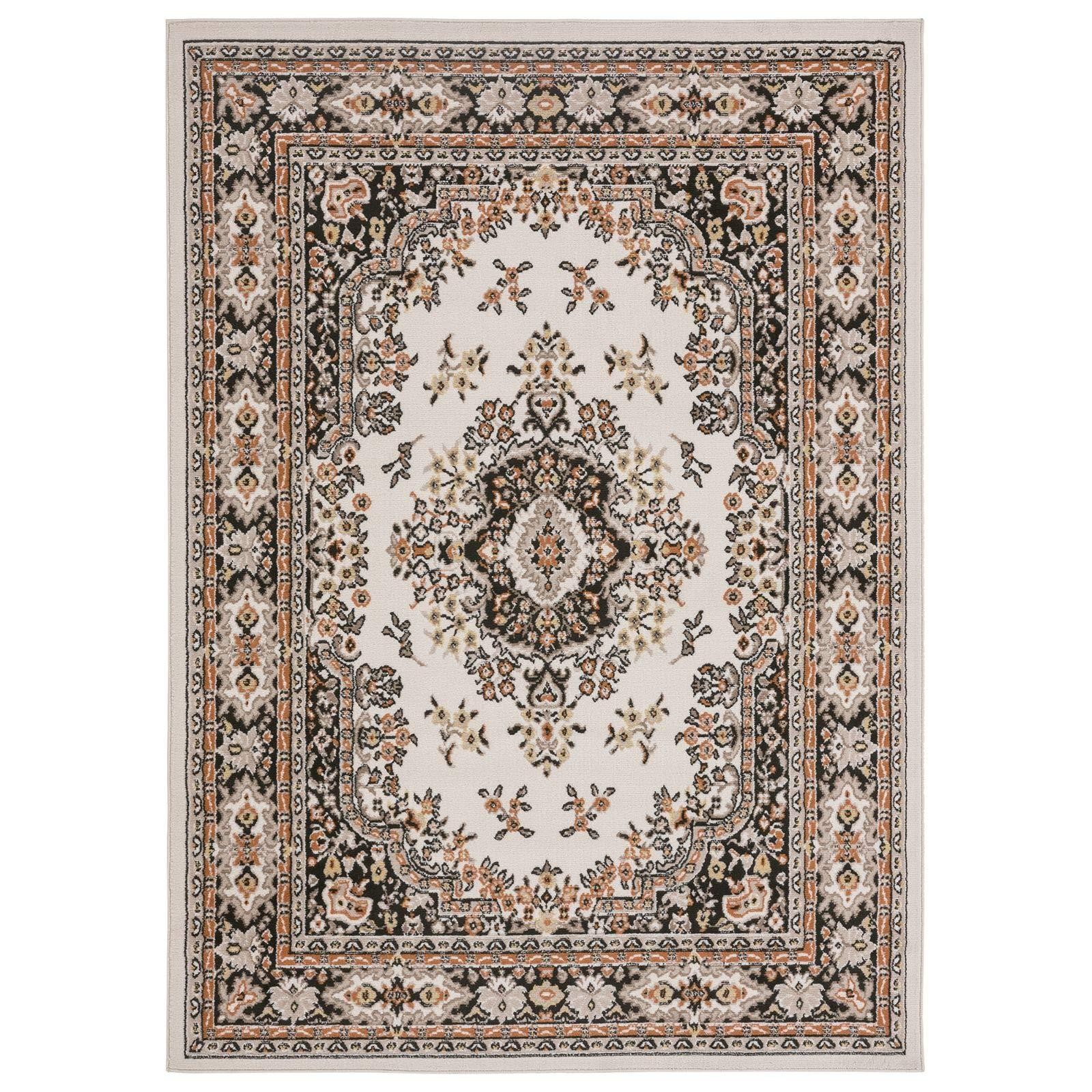 Home Dynamix Premium Sakarya Traditional Medallion Border Area Rug, Ivory/Brown,