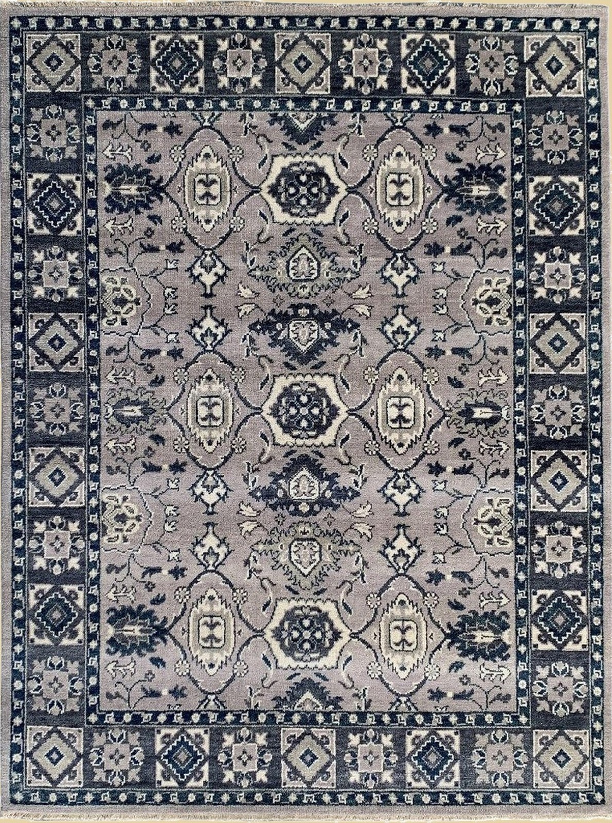 6’x9′ Captivating Jasmine Gray Hand Knotted Wool Area Rug