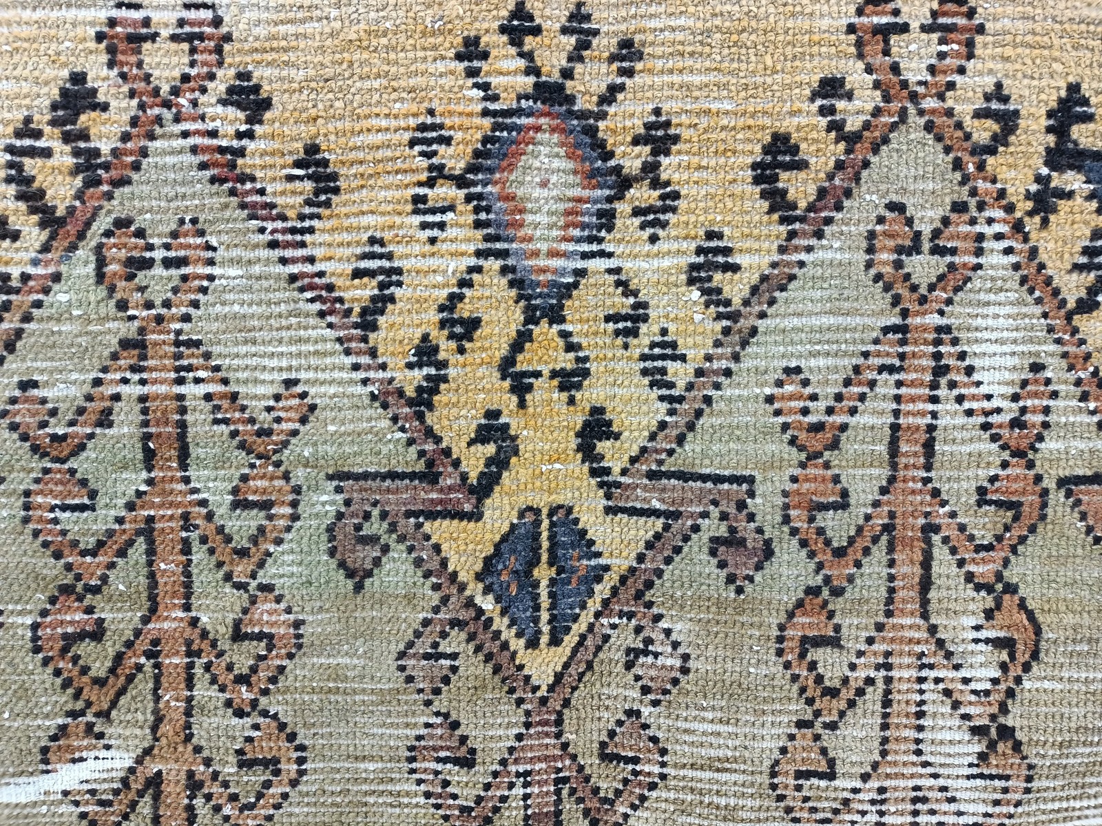 Turkish Handmade Rug Vintage Wool Ikat 4.6×9.7 Ft Rustic Nomadic Carpet