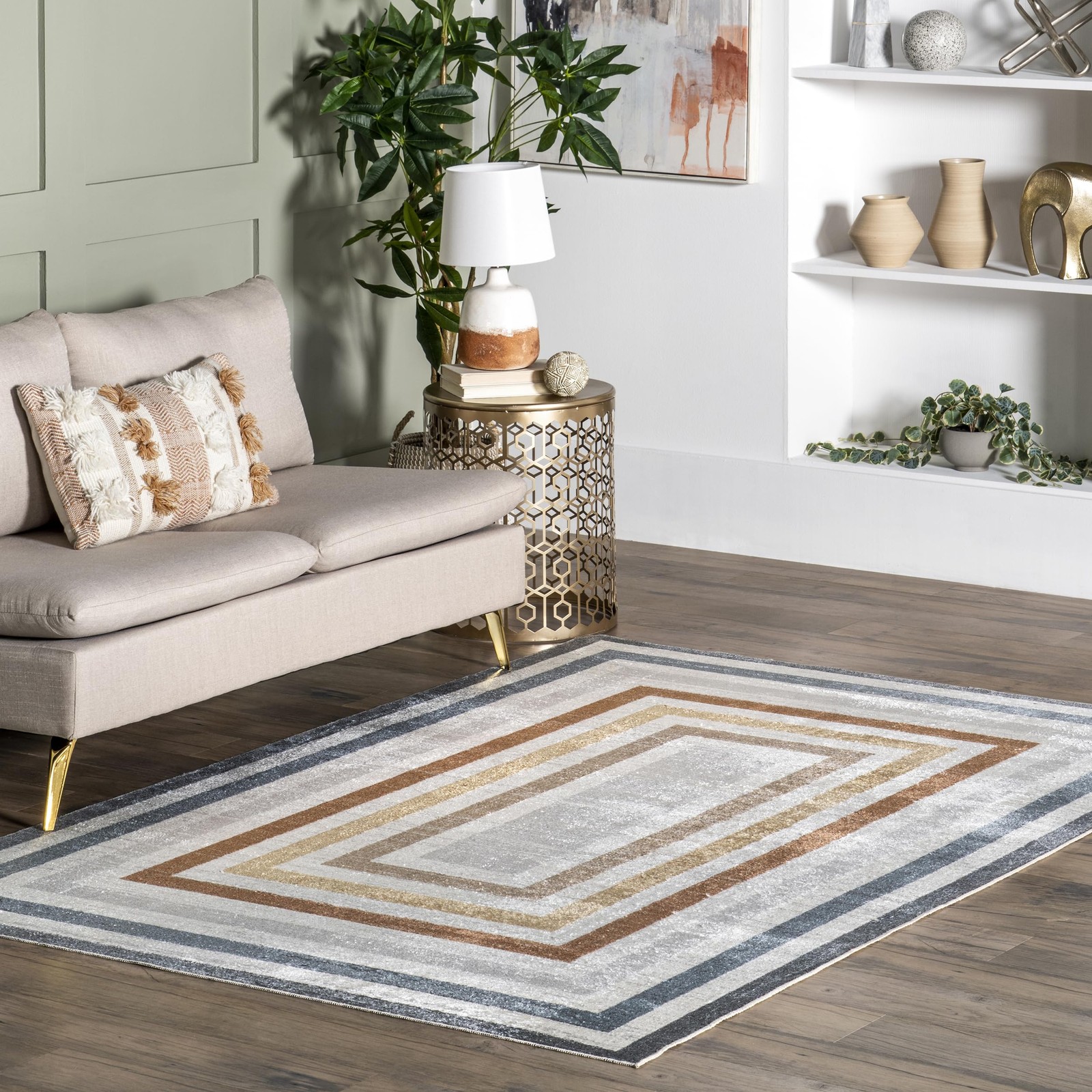Nuloom Spinclean Alienor Multicolor/Ivory 4 X 6 Stripes Soft And Cozy High