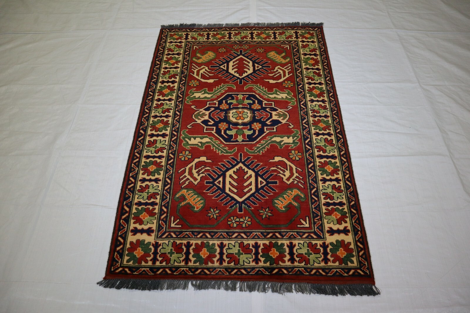 3’3″ x 4’10” ft. Afghan Hand Knotted Tribal Wool Oriental Colorful Area Rug