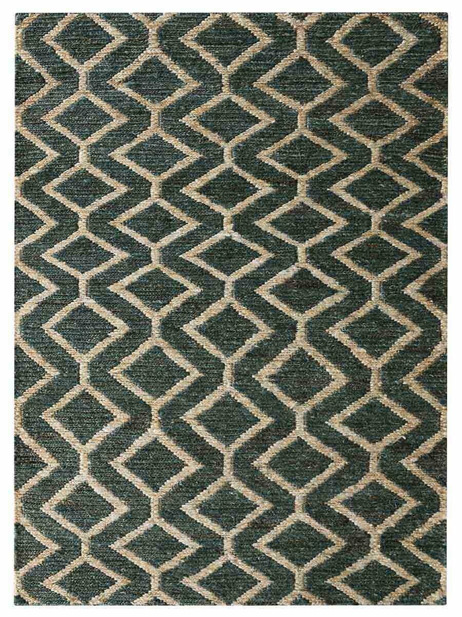 Hand Knotted Sumak Jute Eco-friendly Area Rug Oriental Green Beige BBH BBJ00018