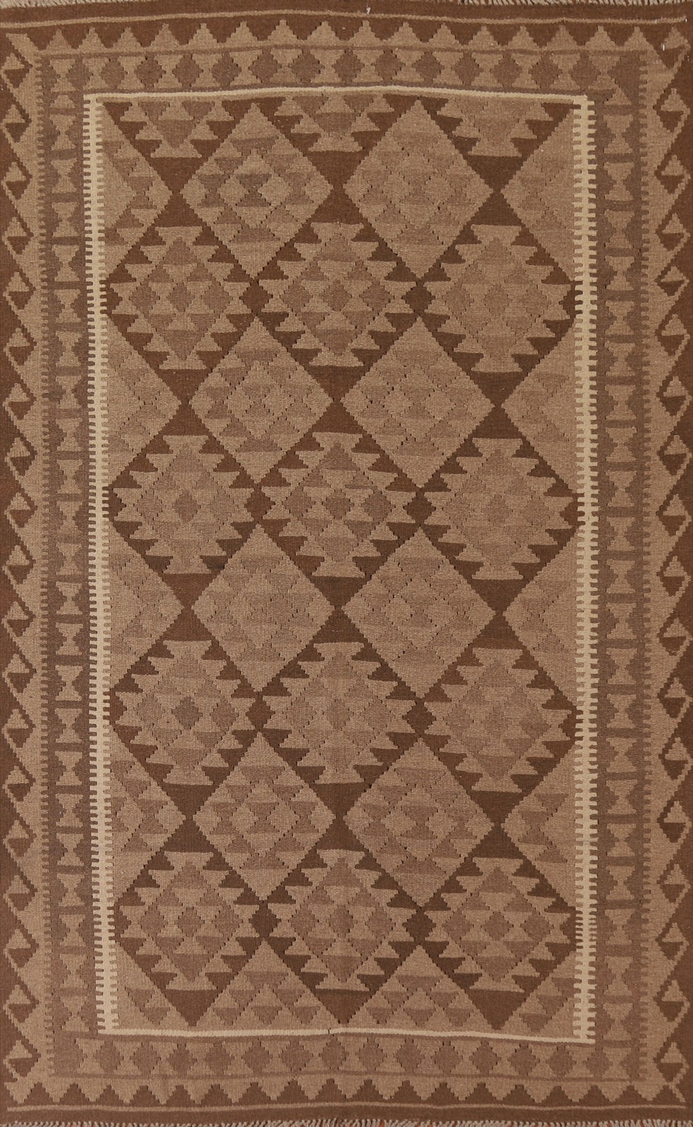 Kilim Reversible Wool Brown Natural Dye Hand-Woven South-western Area Rug 5×8