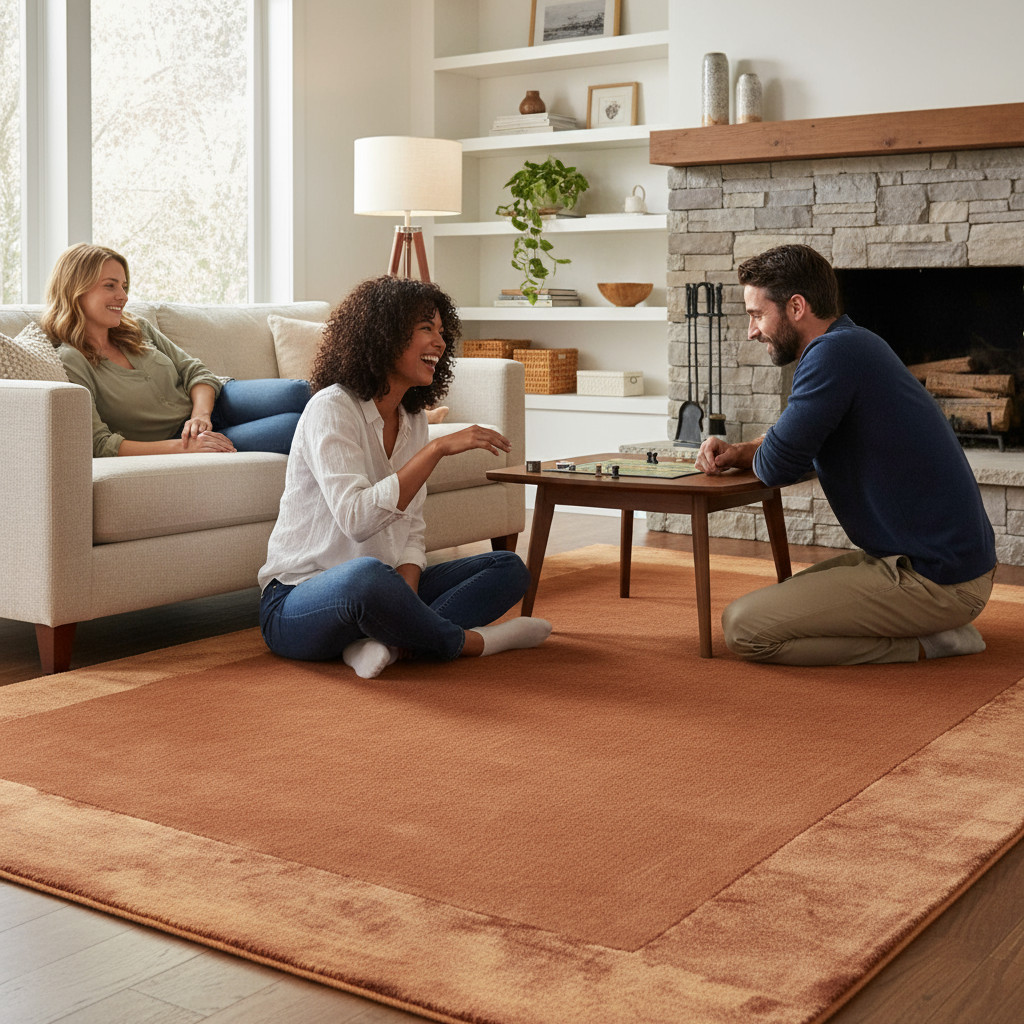Modern Rust Orange Area Rug – Hand Tufted Rug Wool area Rug any size available