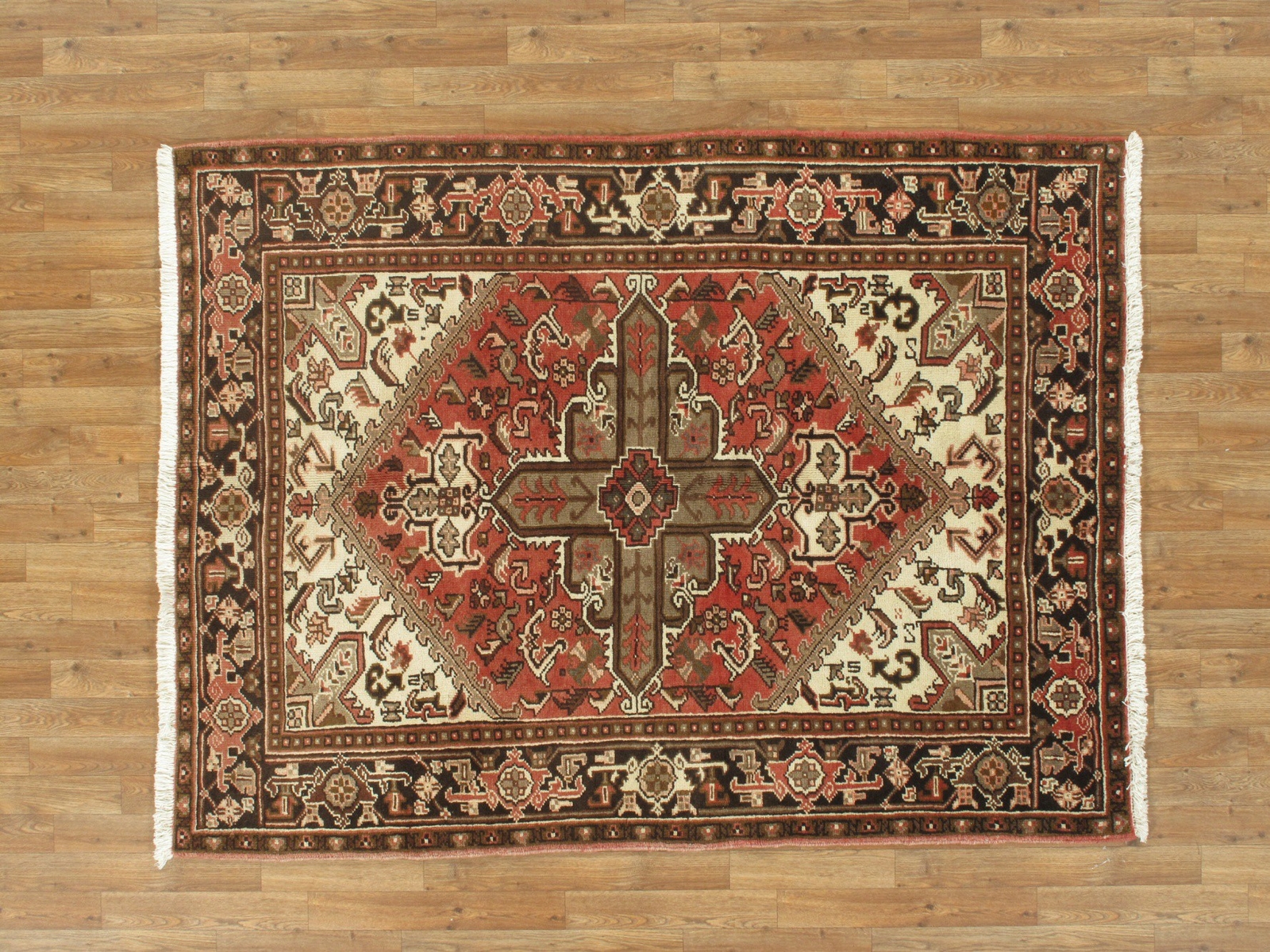 Genuine 5’0″ x 6’7″ Vintage Heriz Wool Area Rug Area Rug Carpet