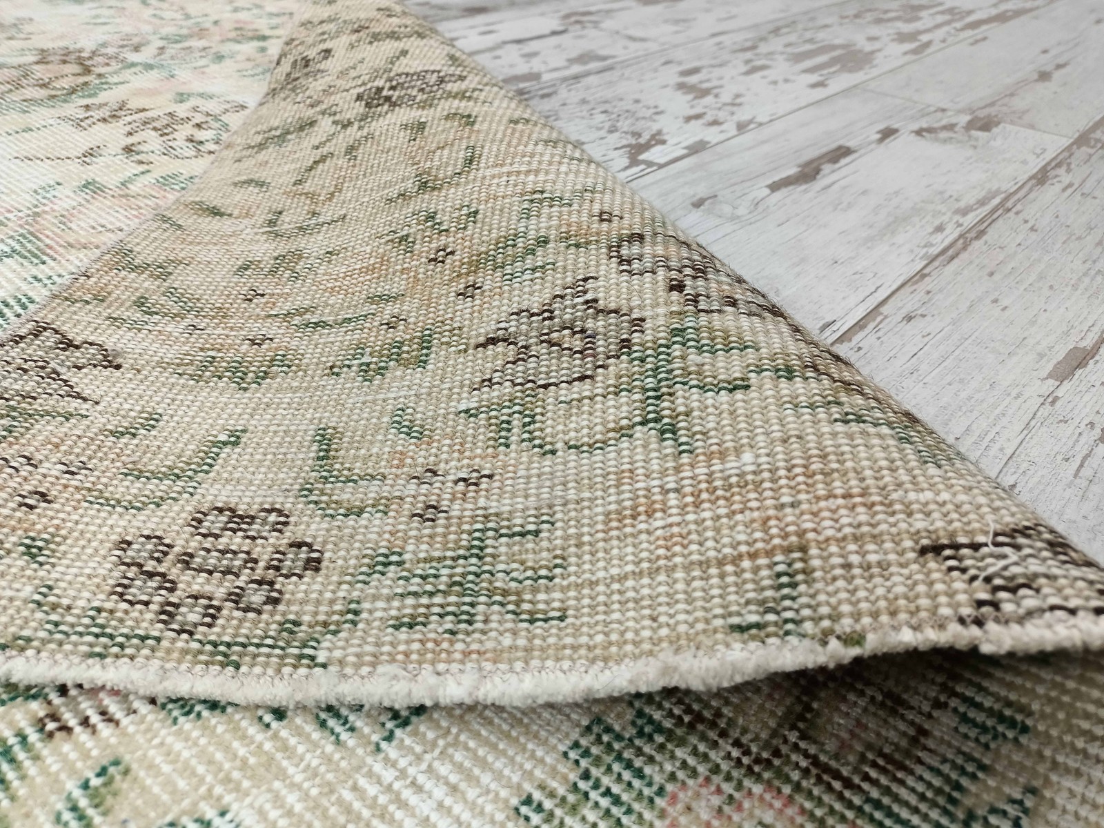 Vintage Turkish Rug Handknotted Wool Oushak Floral Runner 3.7×8 Ft