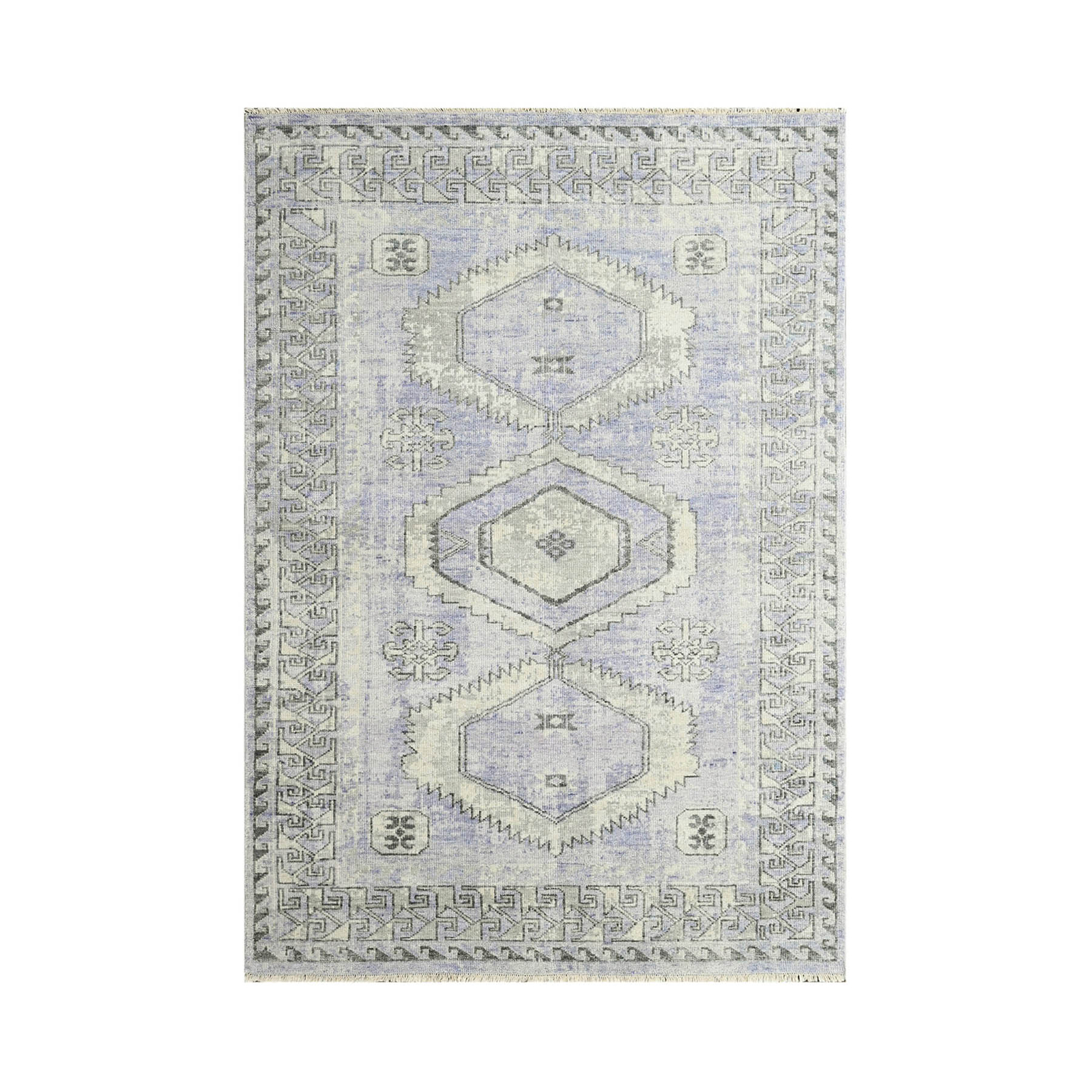 4’5”x6’4” Gray Hand Knotted Traditional Oushak Wool Area Rug
