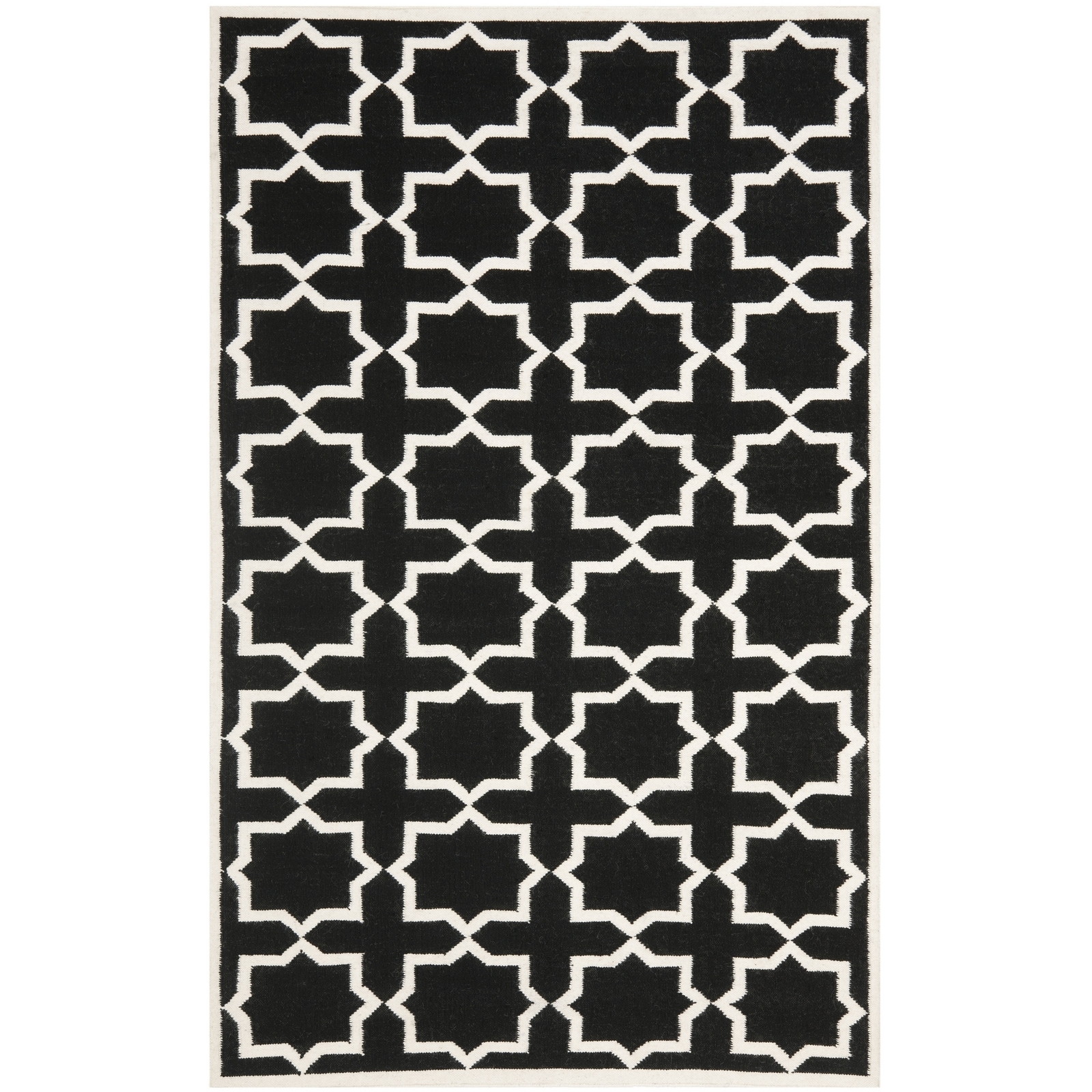 Safavieh Flat weave Black/ Ivory Wool Area Rug 5′ x 8′