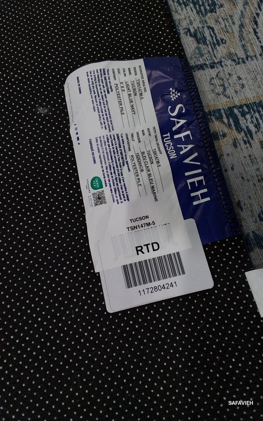 LIGHT BLUE / NAVY 5′-0″ x 8′-0″ Flaw in Rug, Reduced Price 1172804241 TSN147M-5