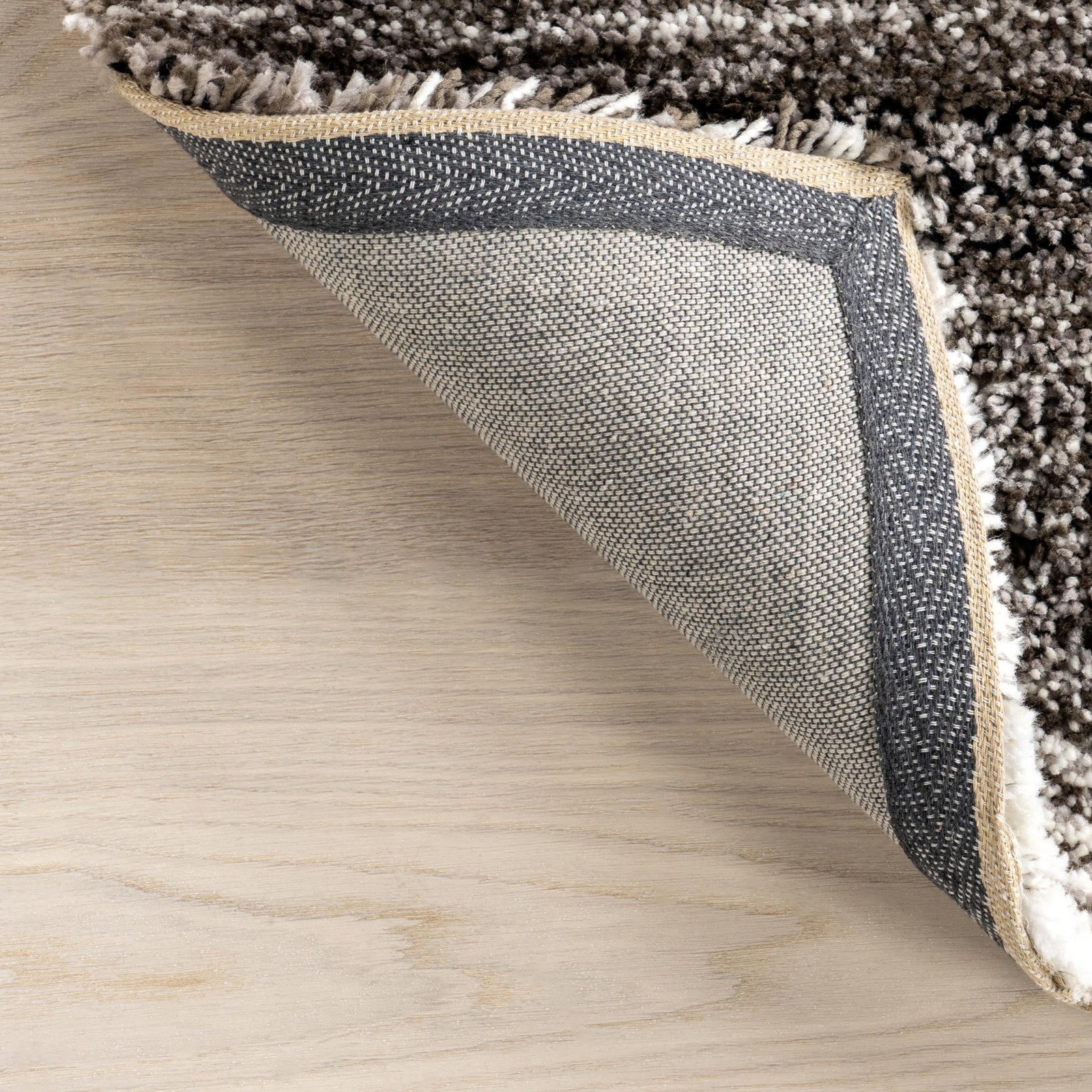 Drey Striped Shag Area Rug – 2×10 Runner Shag Rug Casual Gray Multi/Brown Rug…