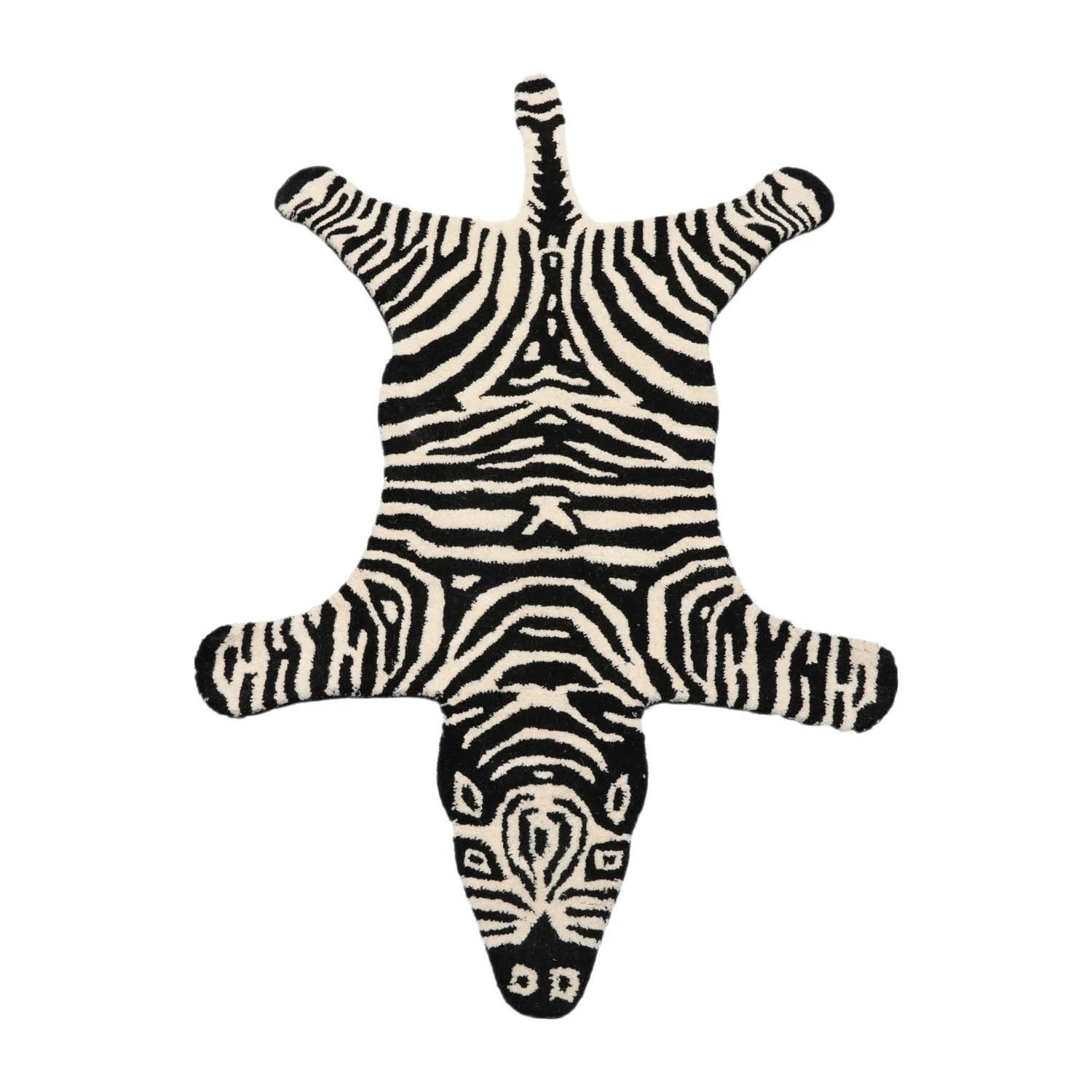 Zebra Handmade 100% Wool Juggle /Animal Oriental Area Rug Black 3′ x 5′