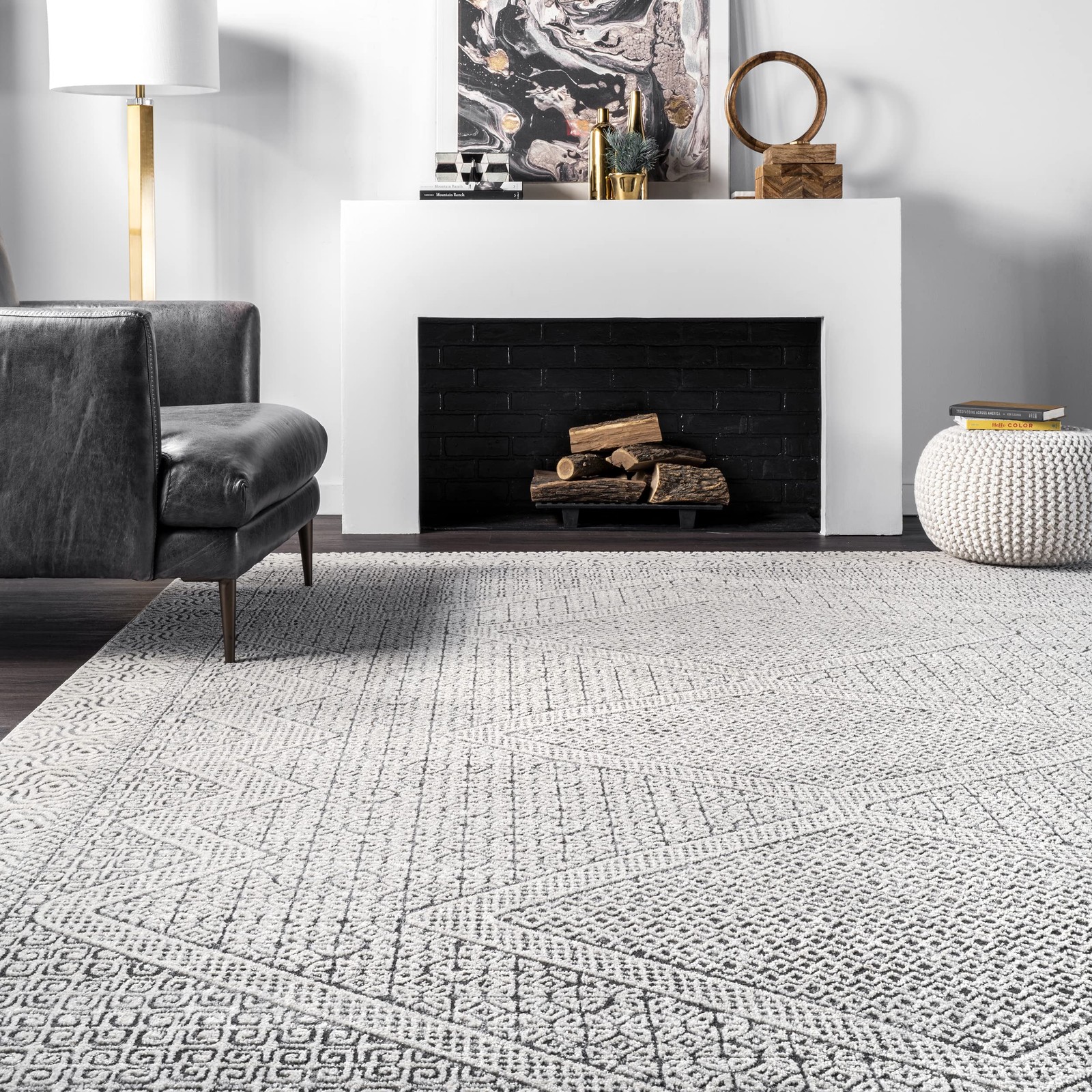 Exie Transitional Moroccan Runner Rug, 2′ 6″ x 6′, Light Gray