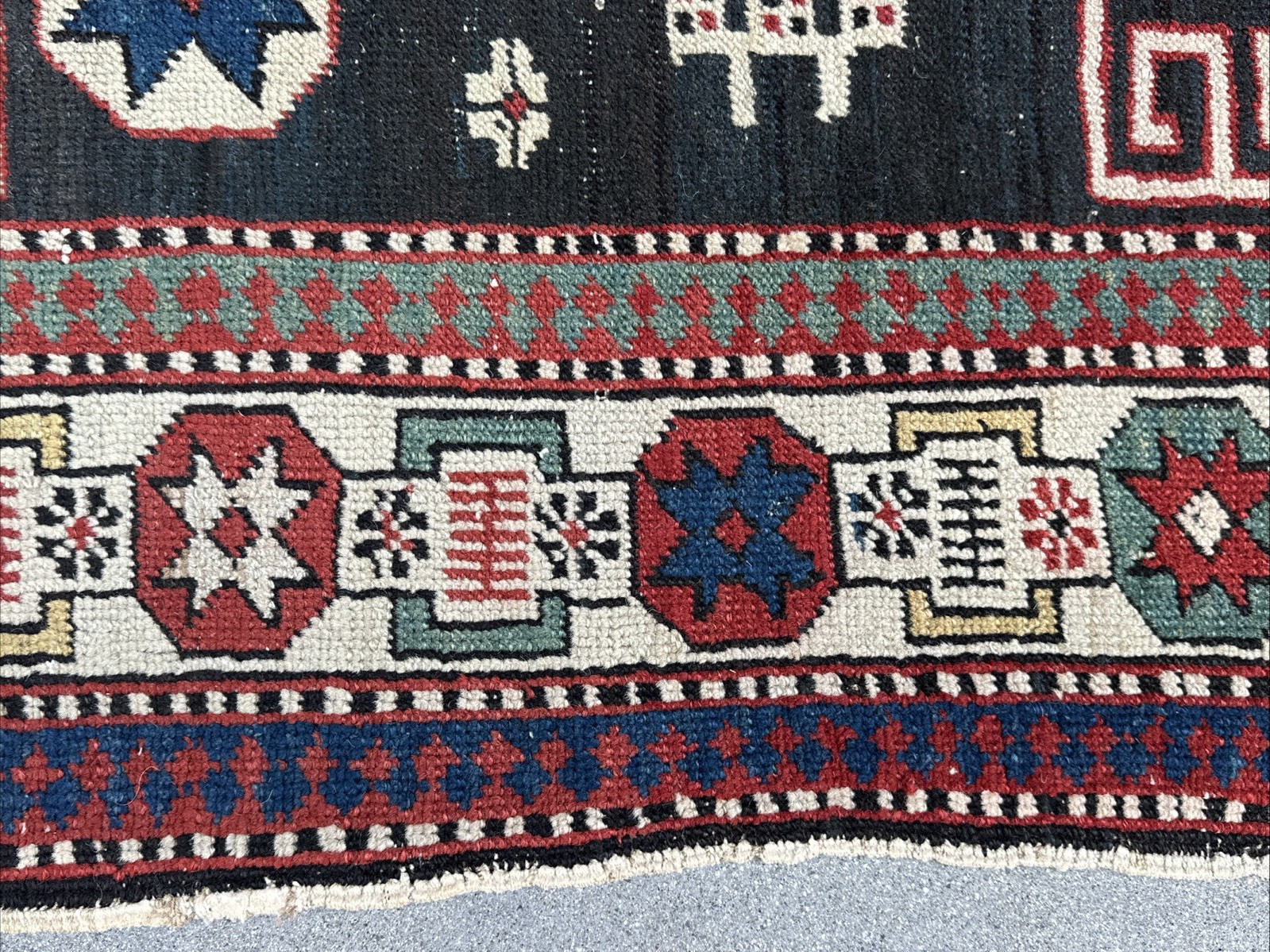 Auth: 19th C Antique Caucasian Rug Asymmetric ART Beauty Blue Green 5×10 NR