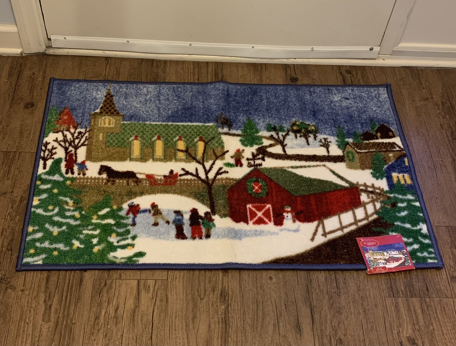 Christmas St Nicholas Square Accent Rug 23”x36” Winter Scene Skid Resistant